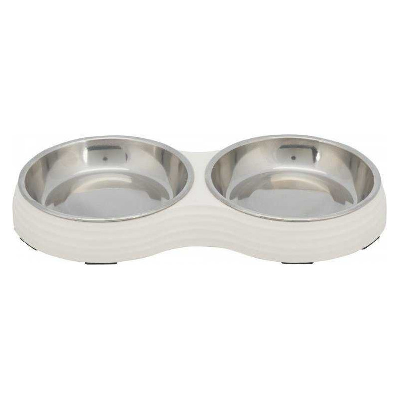 TRIXIE Trixie Bowl set, white, melamine / stainless steel, 2 � 0.2 l / o 13