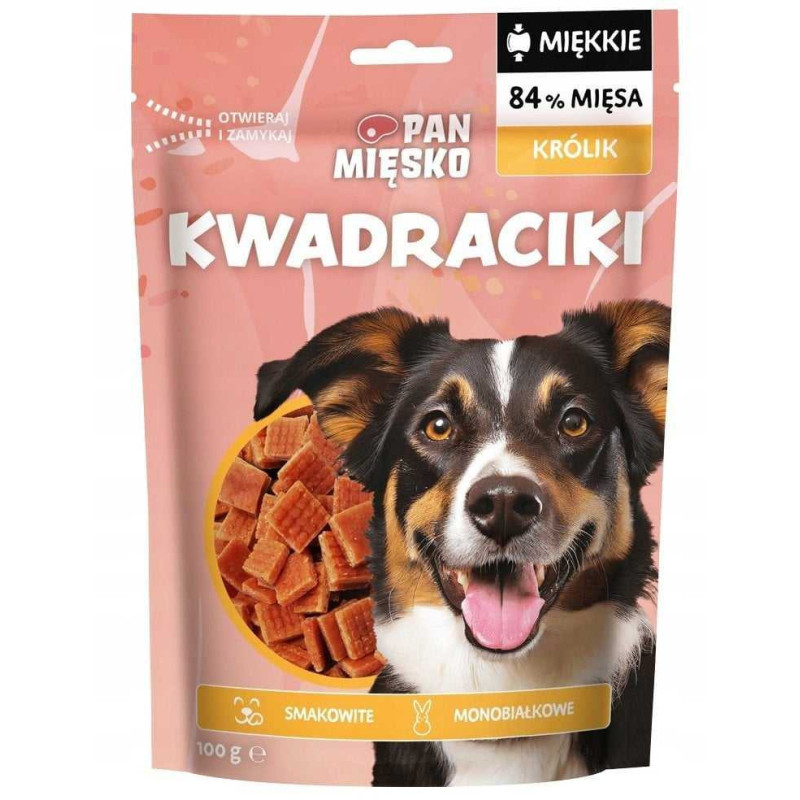 PAN MIĘSKO Pan Mięsko Dog treats Rabbit squares 100g