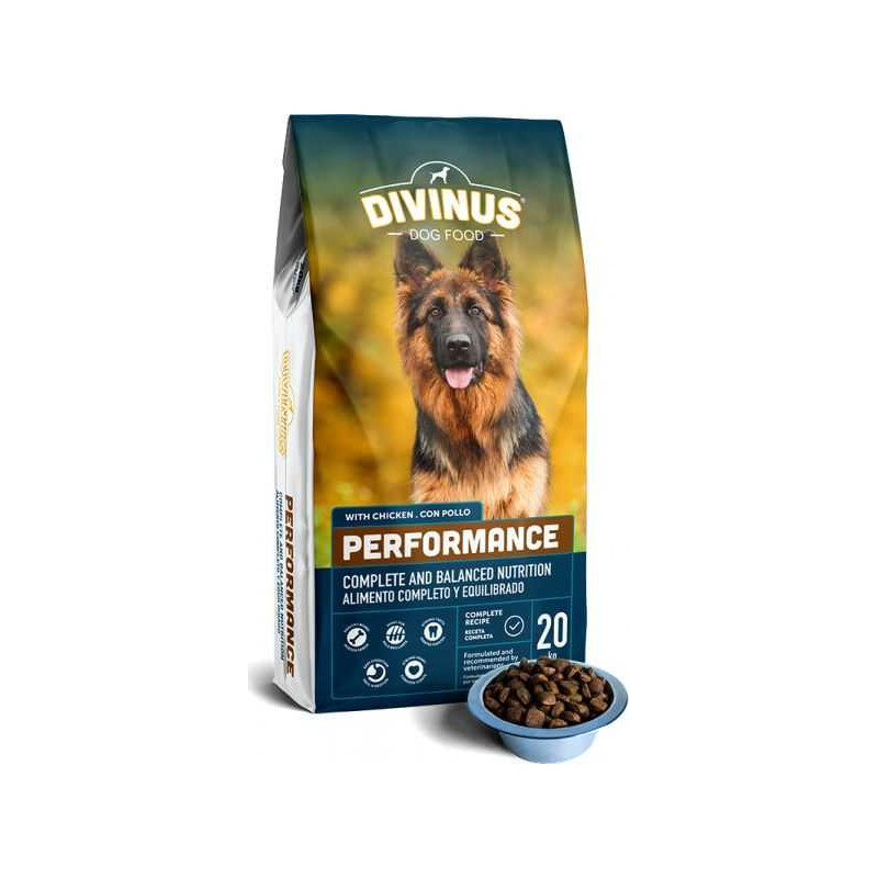 DIVINUS DIVINUS „Performance“ vokiečių aviganių veislės šunims – sausas šunų ėdalas – 20 kg.
