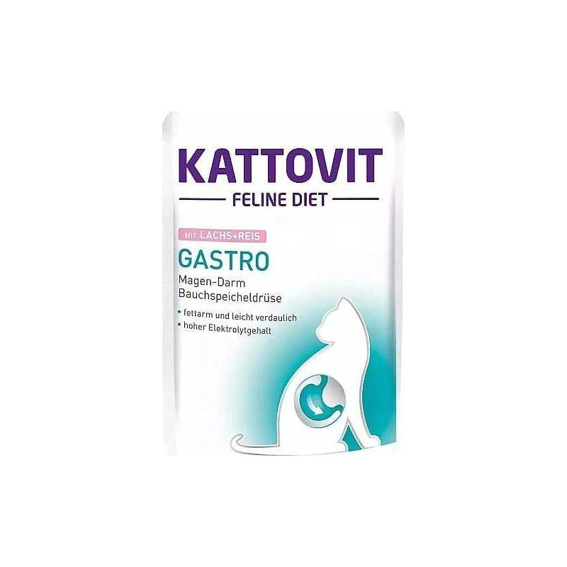 KATTOVIT KATTOVIT Kačių dietinis ėdalas Gastro lašiša su ryžiais - šlapias kačių ėdalas - 85g