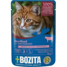 BOZITA BOZITA sterilizuoti jautienos drebučiai - šlapias kačių ėdalas - 85g