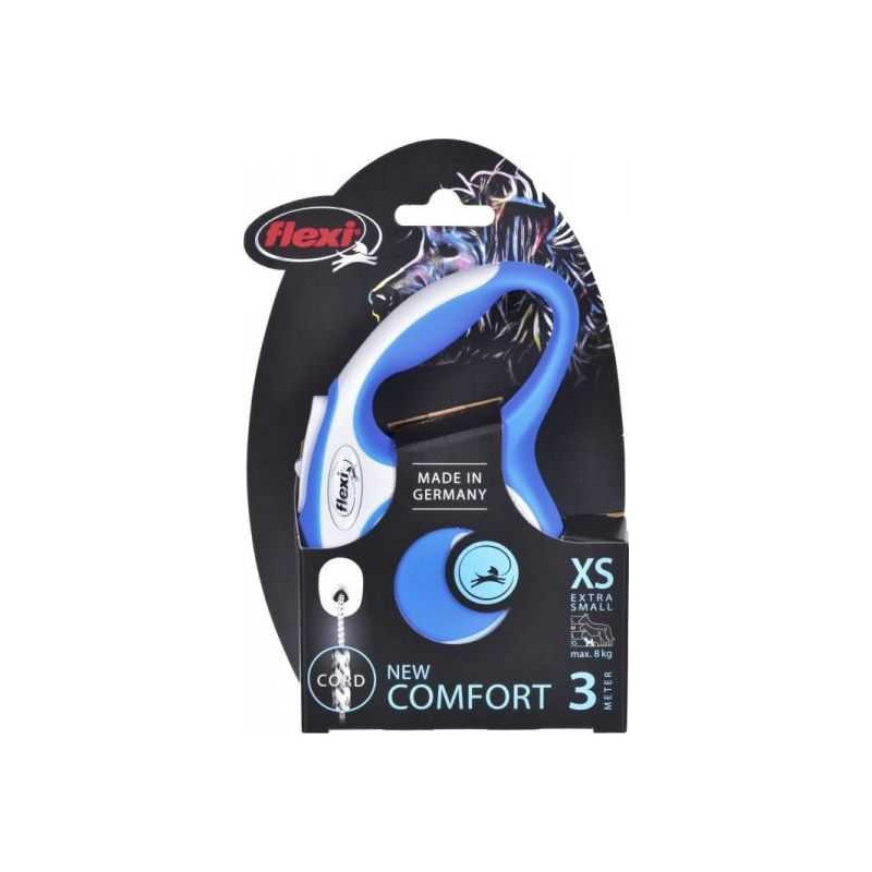 Flexi Flexi automatinis pavadėlis „New Comfort XS“ virvė, 3 m, mėlyna spalva.