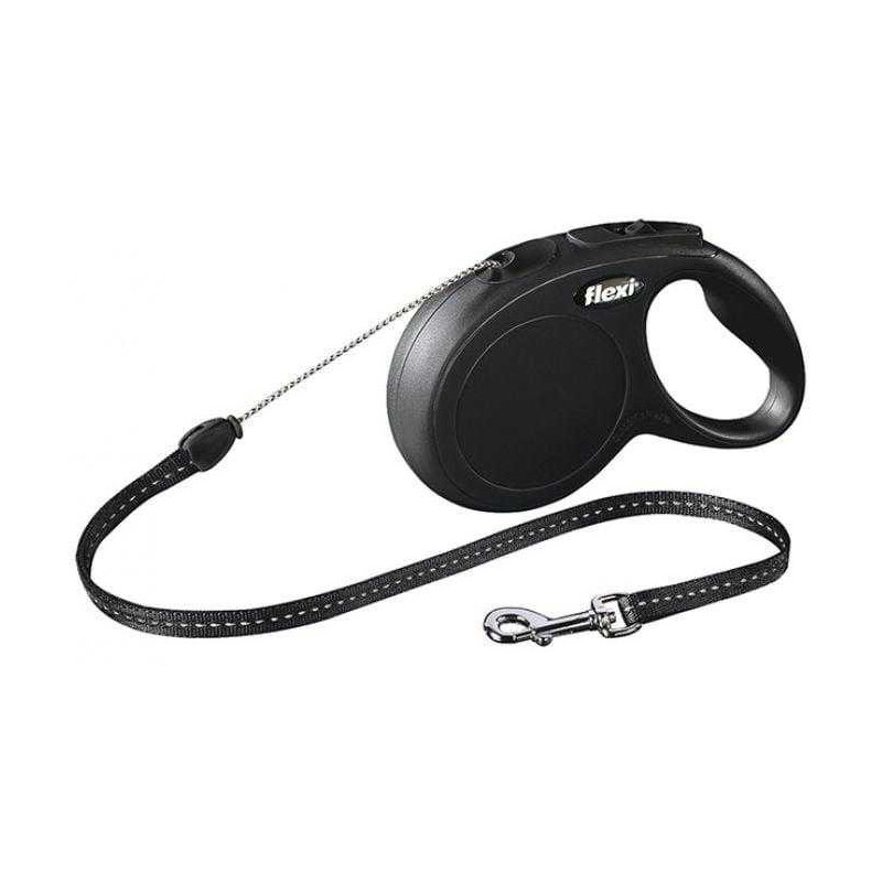 Flexi Flexi Naujas klasikinis automatinis trosinis pavadėlis S 8m Juodas iki 12kg