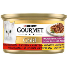 PURINA Gurmaniškas Gold Dvigubo malonumo jautiena su vištiena 85g
