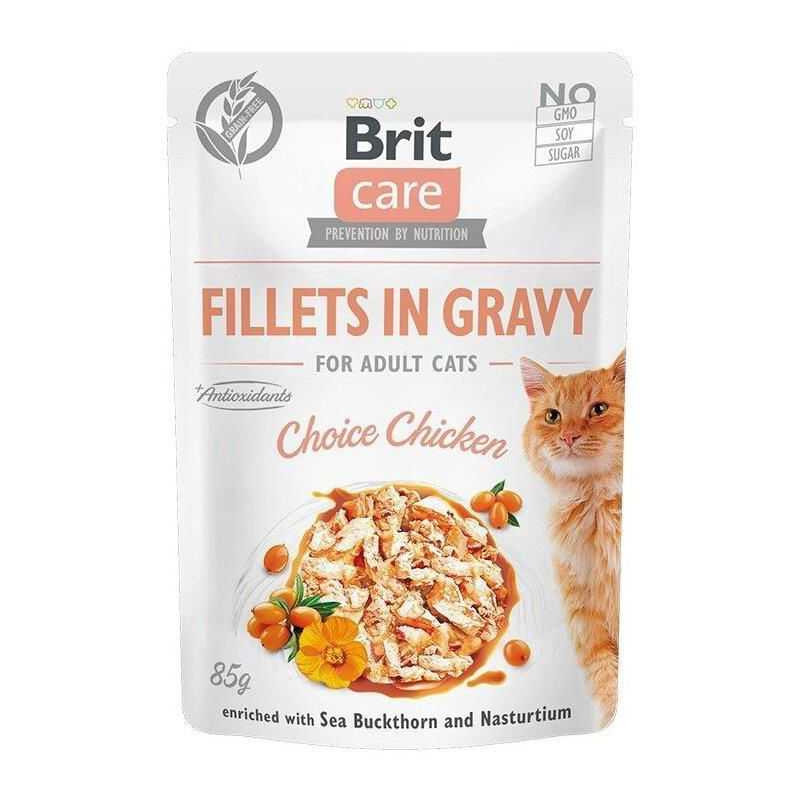 BRIT CARE Vištienos filė padaže su suaugusių šunų pasirinkimu 85g
