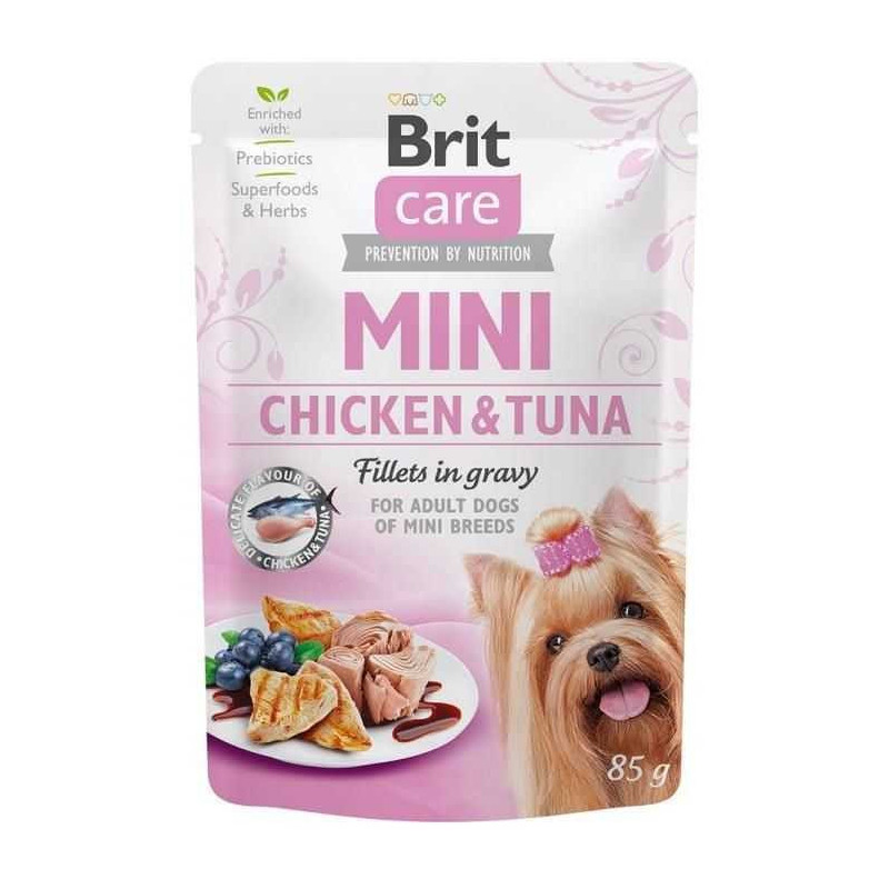BRIT CARE Mini suaugusių vištienos ir tuno ėdalas 85G