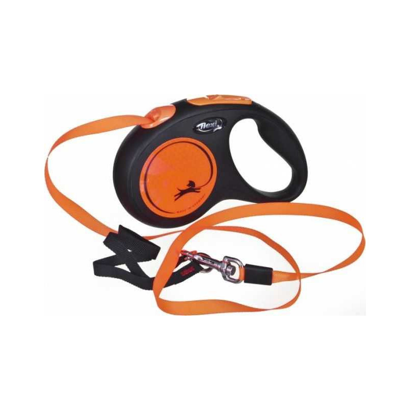 Flexi Flexi automatinis pavadėlis NAUJA NEON juosta M 5m oranžinė