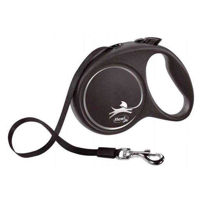 Flexi Flexi automatinis pavadėlis „Black Design L“ juostos 5 m, juodos spalvos.