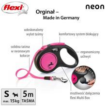 Flexi Flexi automatic leash New Neon S tape 5 m color pink.