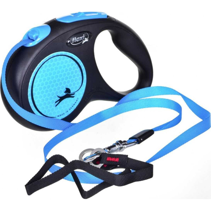 Flexi Flexi automatinis pavadėlis Naujas Neon M juostos 5 m mėlynos spalvos.