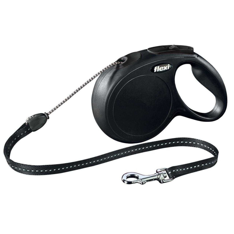Flexi Flexi Naujas klasikinis automatinis trosinis pavadėlis M 8m Juodas iki 20kg