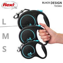 Flexi Flexi automatinis pavadėlis „Black Design S“ juostos 5 m, mėlynos spalvos.