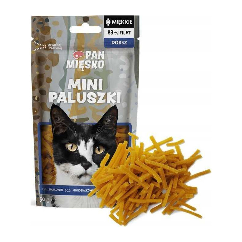 PAN MIĘSKO Pan Mięsko Kačių skanėstai Mini lazdelės Menkė 50g
