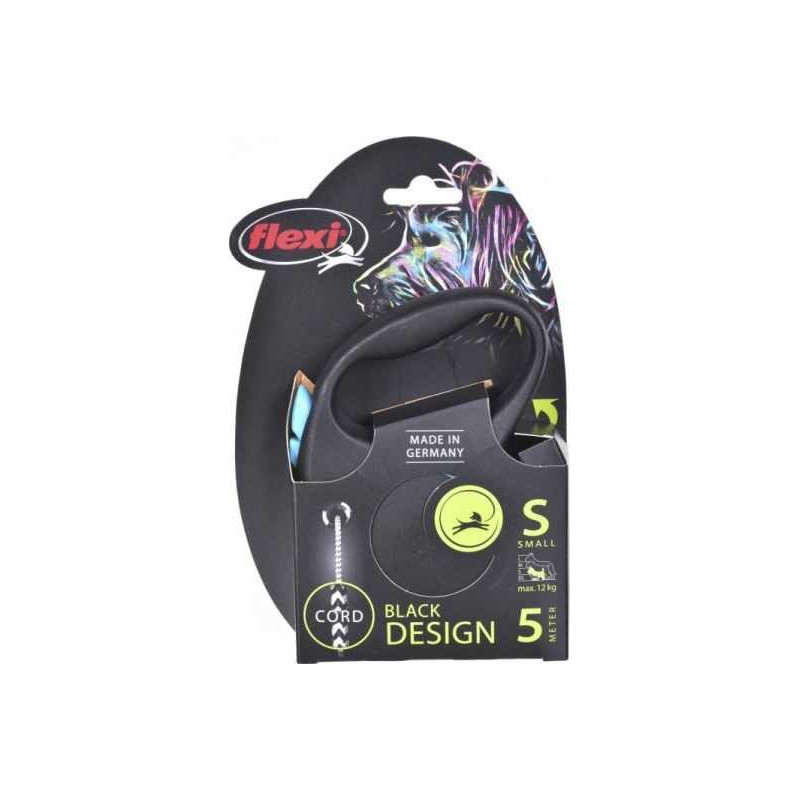 Flexi Flexi automatinis pavadėlis „Black Design S“ virvė, 5 m, mėlynos spalvos.