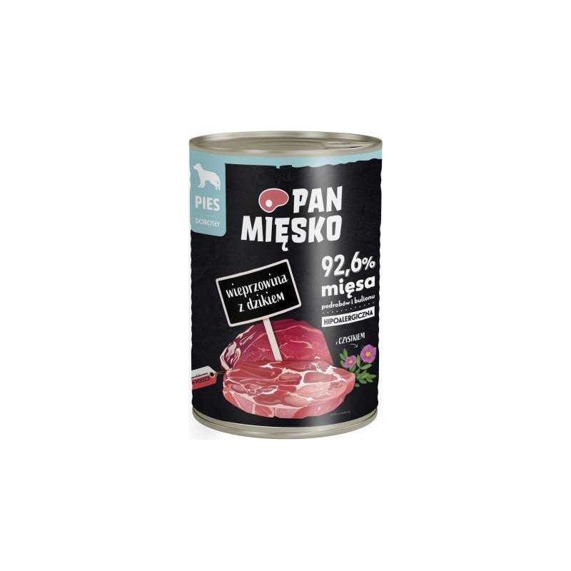 PAN MIĘSKO Pan Mięsko Šlapias šunų ėdalas Kiauliena su šerniena (suaugusiems) 400g