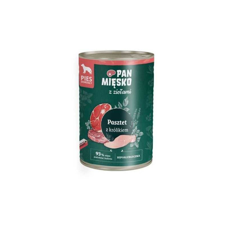 PAN MIĘSKO PAN MIĘSKO su žolelėmis triušio paštetas - šlapias šunų ėdalas - 400g