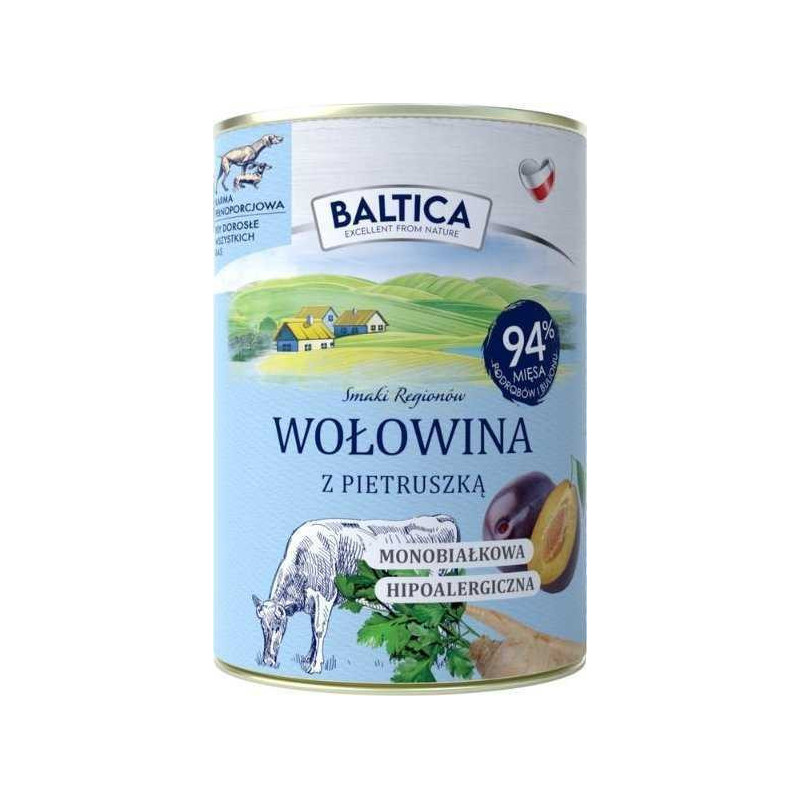 BALTICA Regionų skoniai Jautiena su petražolėmis - šlapias šunų ėdalas - 400