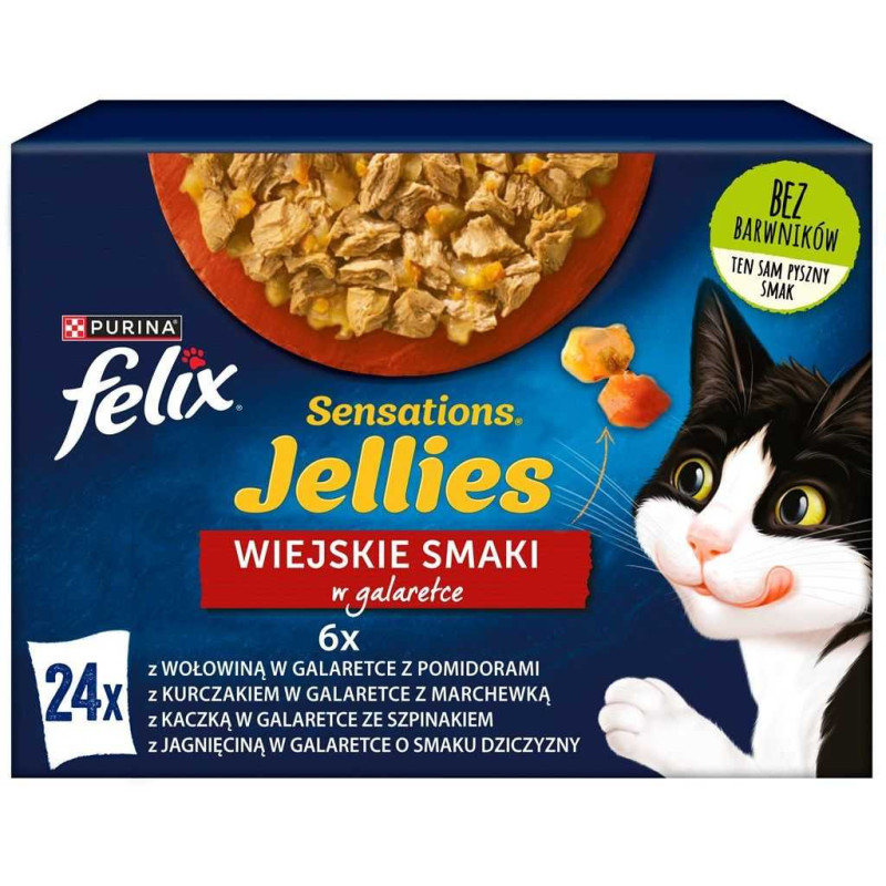 PURINA Felix Sensations kaimiški skoniai drebučiuose 24x85g