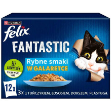 PURINA Felix fantastiški žuvies skoniai drebučiuose 12x85g