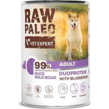 VETEXPERT Raw Paleo Duoprotein Anties ir šerno skonio suaugusių šunų ėdalas - 400g