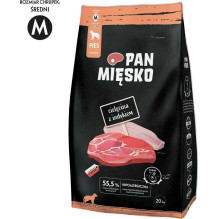PAN MIĘSKO Pan Mięsko Sausas šunų ėdalas Veršiena su kalakutiena, traškus M 20kg