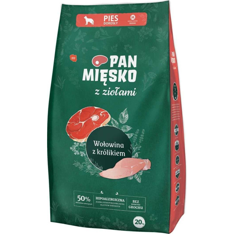 PAN MIĘSKO Pan Mięsko Su žolelėmis Jautiena su triušienos (suaugusiųjų) traškučiais M 20kg