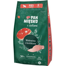 PAN MIĘSKO Pan Mięsko Sausas šunų ėdalas su žolelėmis Jautiena su triušiena (suaugusiems šunims)