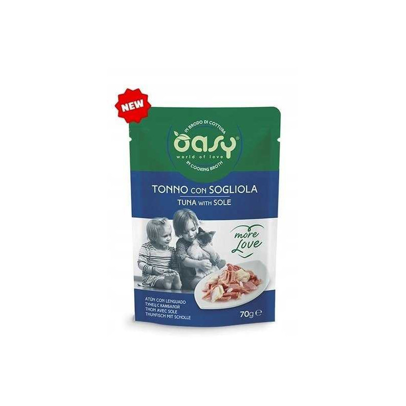 OASY „More Love“ tunas su jūrų liežuviais – šlapias kačių ėdalas – 70g