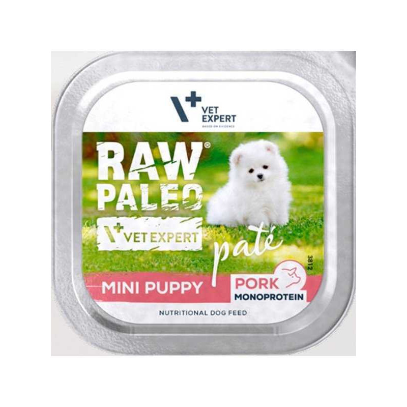 VETEXPERT Žalias Paleo paštetas su kiauliena, mini šuniukams - šlapias šunų ėdalas - 150g