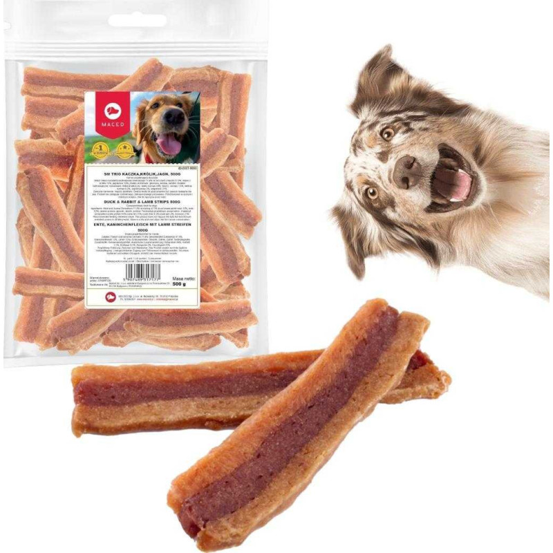 MACED MACED Duck, rabbit and lamb strips - Dog treat - 500g