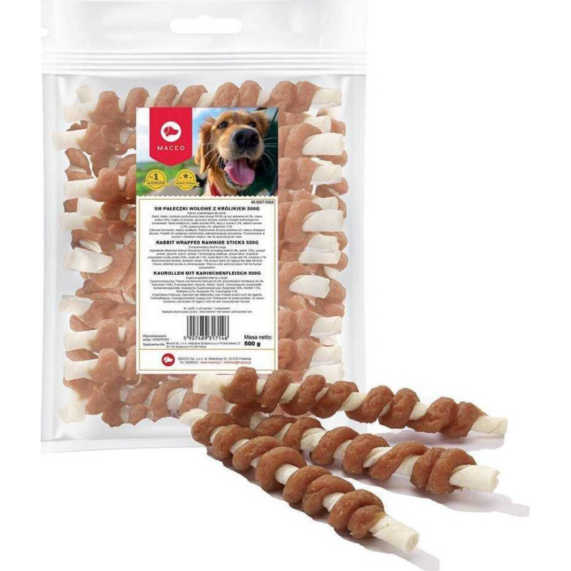 MACED MACED Rabbit wrapped rawhide sticks - dog chew - 500 g