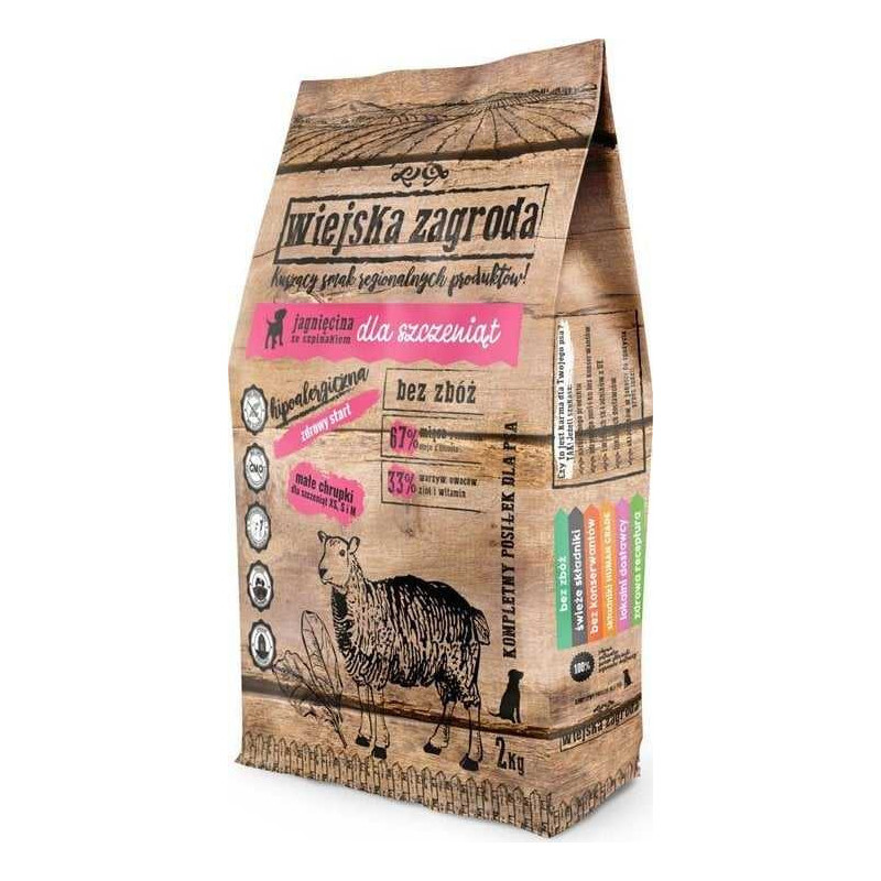 wiejska zagroda Wiejska Zagroda Feed Lamb with Spinach for Puppies 2 kg
