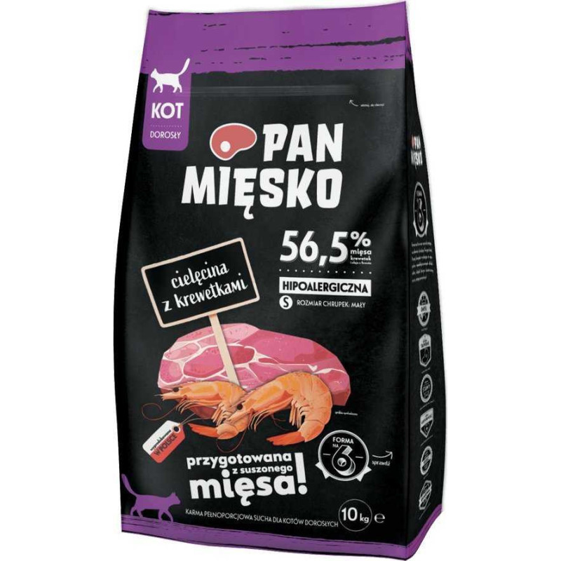PAN MIĘSKO Pan Mięsko Dry cat food Veal with shrimps (adult)