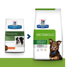 HILLS HILL''S PRESCRIPTION DIET Canine Metabolic Sausas šunų ėdalas su vištiena, 12 kg.