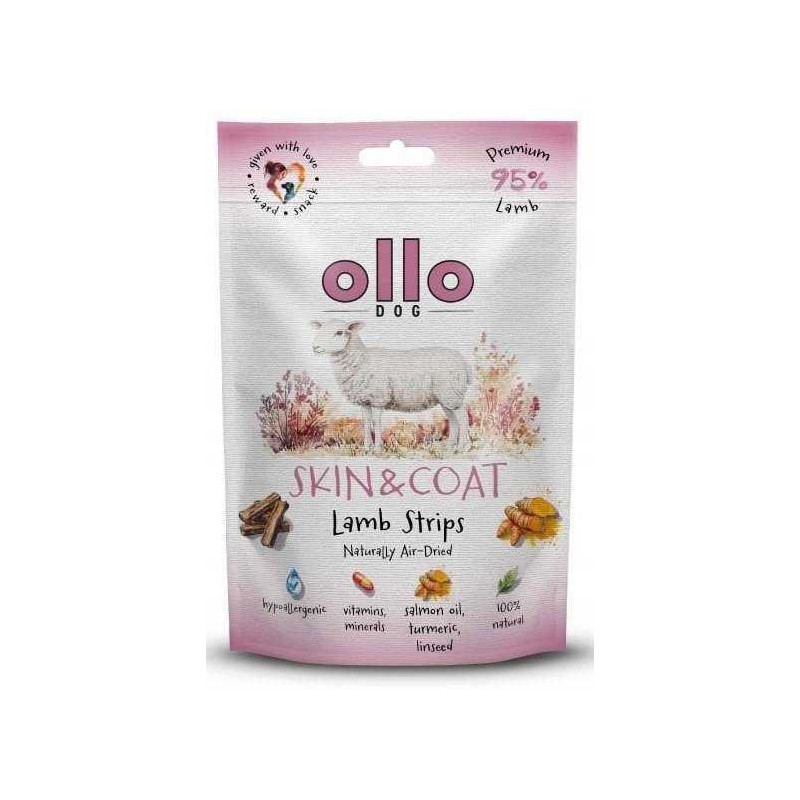 OLLO OLLO Air-Dried Skin &amp; Coat Lamb strips - dog treat - 80g