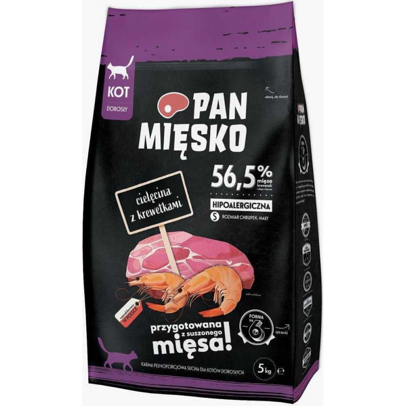 PAN MIĘSKO PAN MIĘSKO Veal with Shrimps Small - dry cat food - 5 kg