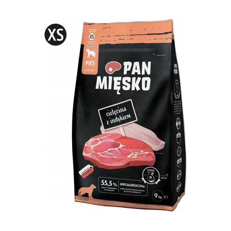 PAN MIĘSKO PAN MIĘSKO Veal with turkey XS - dry dog food - 9kg