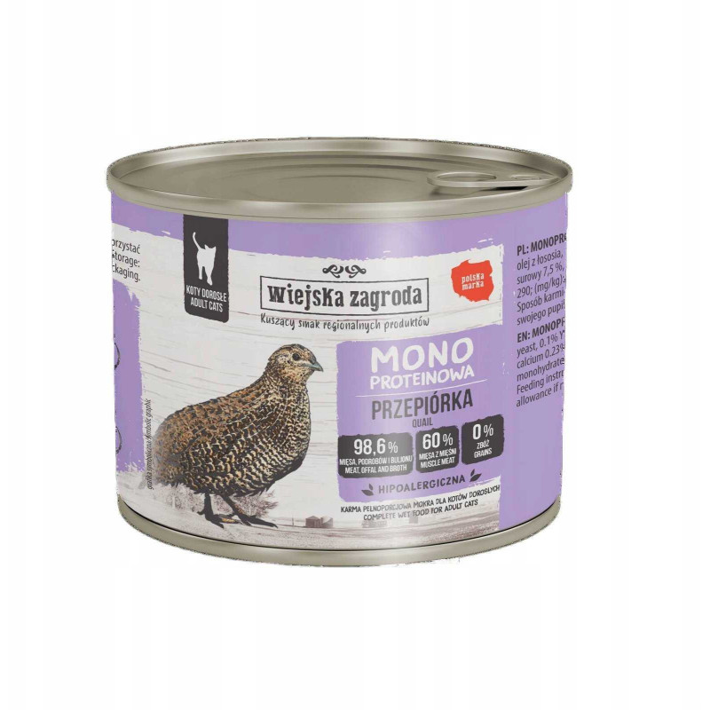 wiejska zagroda Wet cat food Monoprotein Quail (adult) 200g