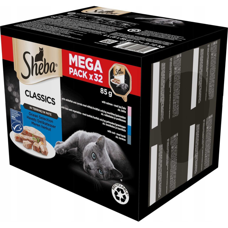 Sheba SHEBA Tray of Pate White Fish / Fish / Salmon / Tuna - wet cat food