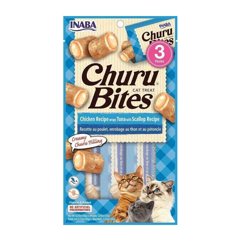 INABA Churu Bites Chiken / Tuna / Scallop Recipe 3x10g