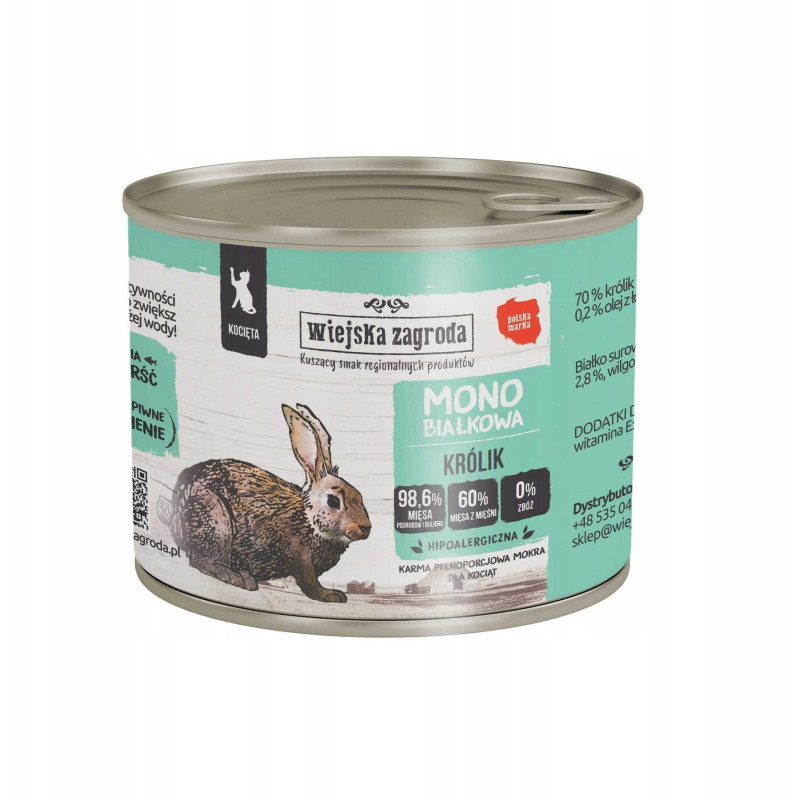 wiejska zagroda Wiejska Zagroda Monoprotein Rabbit wet cat food 200g