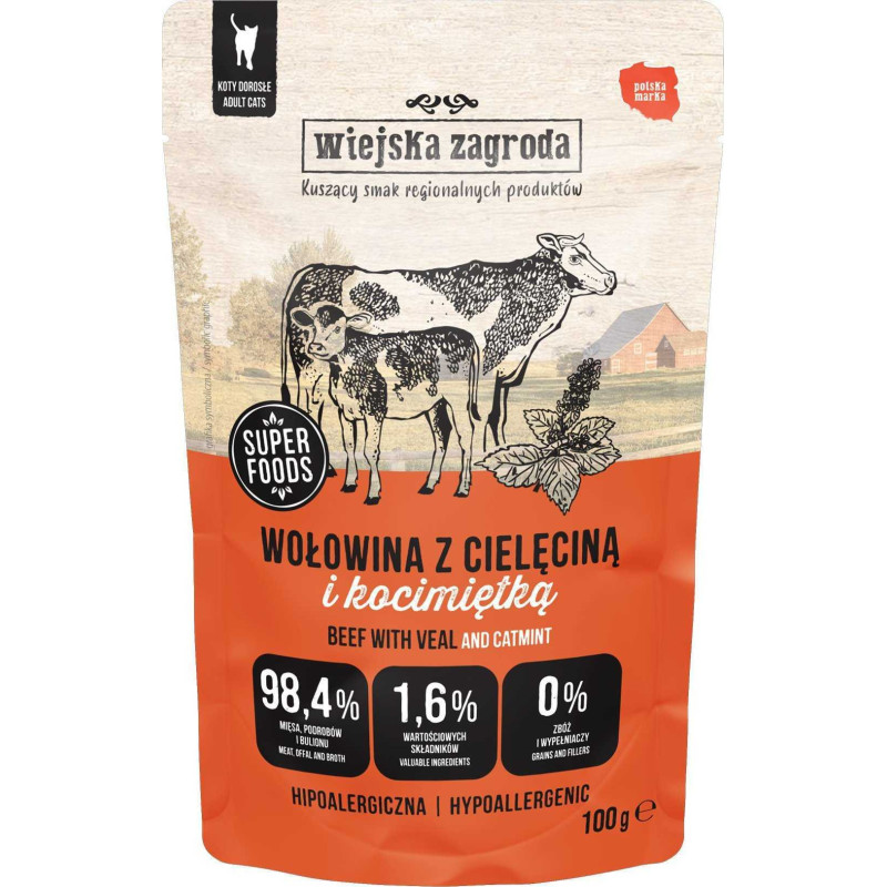 wiejska zagroda WIEJSKA ZAGRODA Beef with veal and catnip - wet food for cats