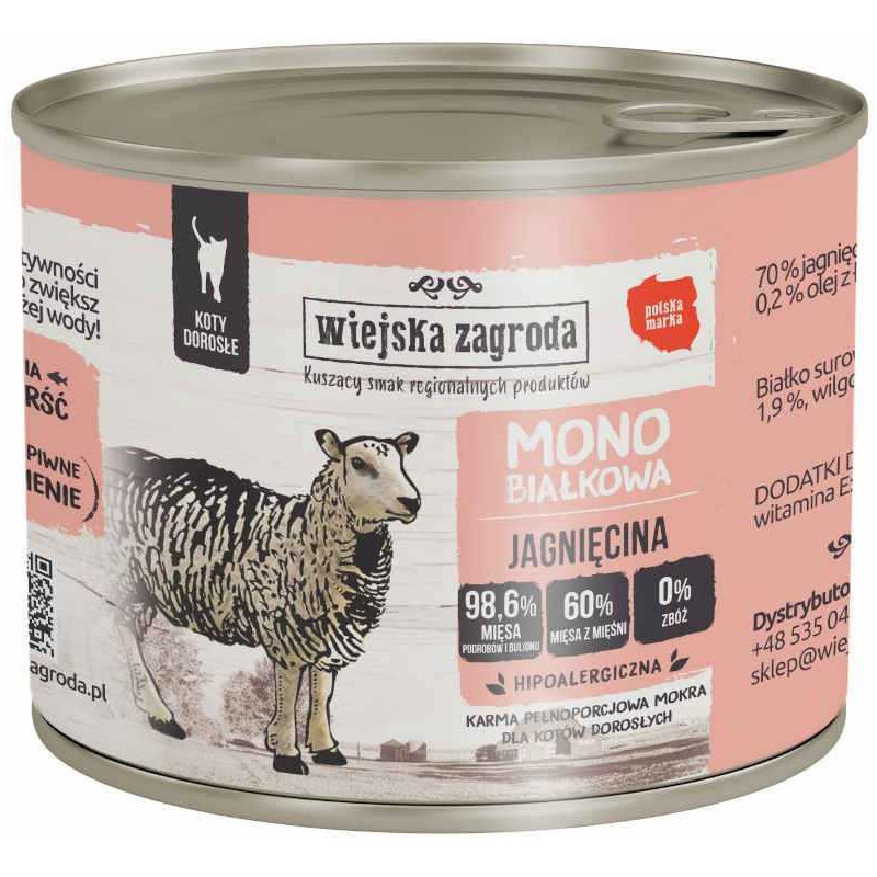 wiejska zagroda Wiejska Zagroda Monoprotein Lamb wet cat food