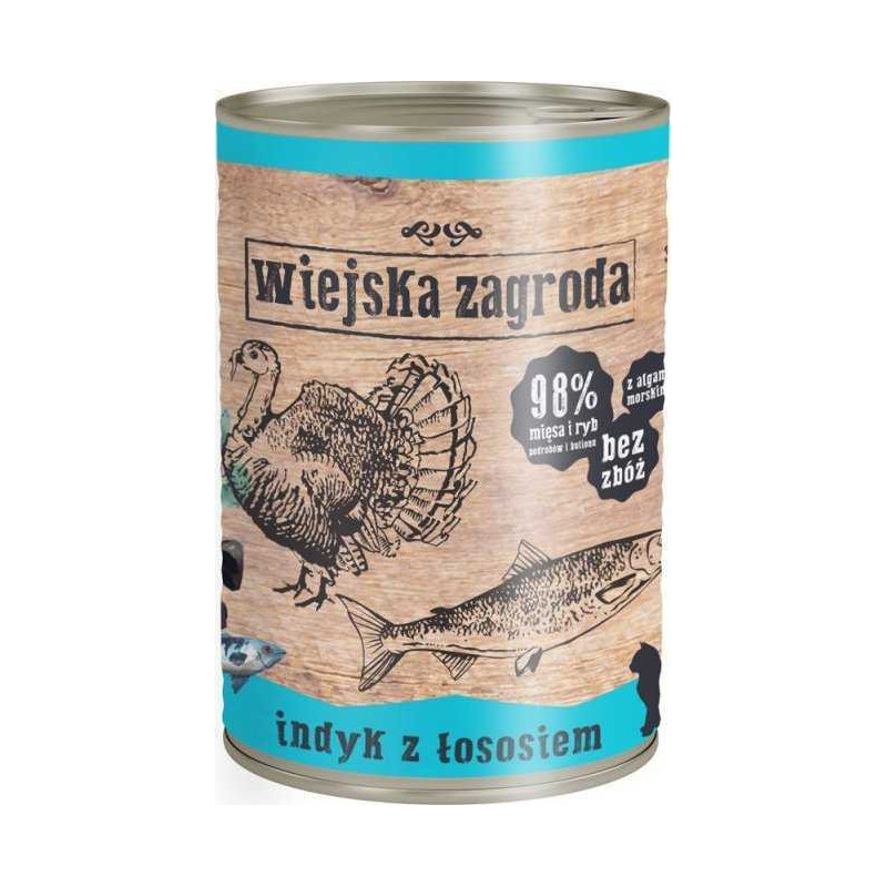 wiejska zagroda Wiejska Zagroda Turkey with salmon wet food for cats 400g
