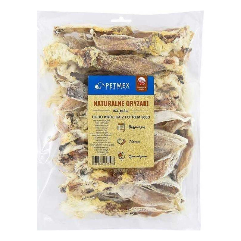 PETMEX PETMEX dog chew Rabbit ear with fur 500g