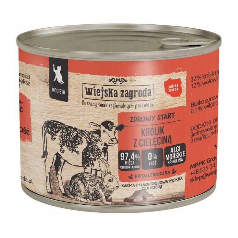 wiejska zagroda Wiejska Zagroda Rabbit with veal wet food for cats 200g
