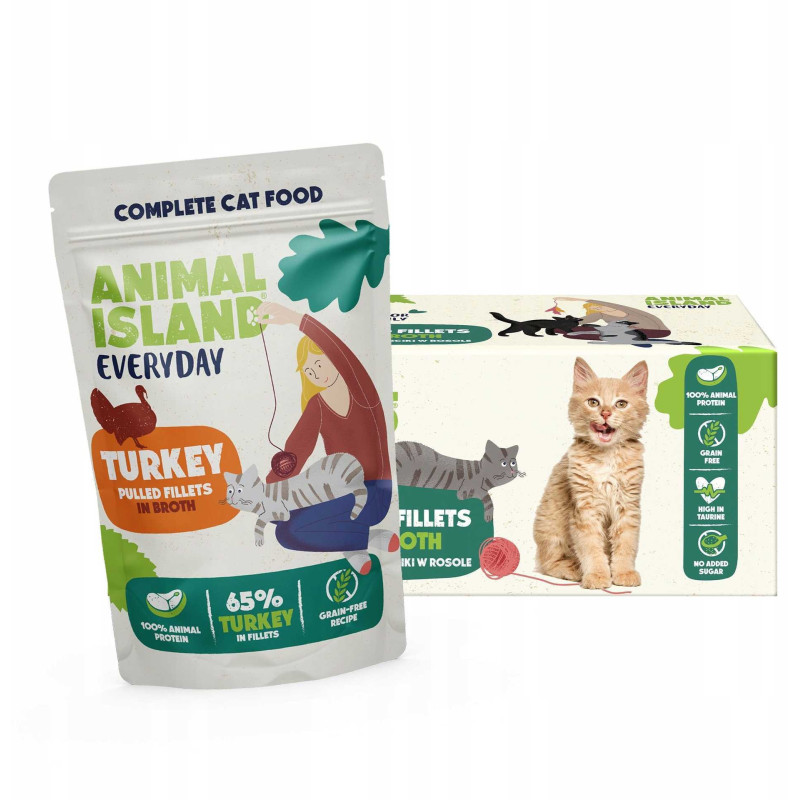 Animal Island ANIMAL ISLAND Turkey in broth cat food monopack 40x85g