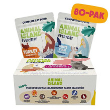 Animal Island ANIMAL ISLAND turkey / white fish in broth cat food 80x85g