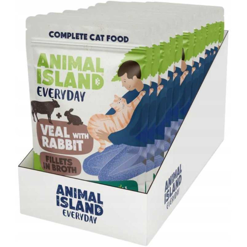 Animal Island ANIMAL ISLAND veal with rabbit pouches for cats 12x85g