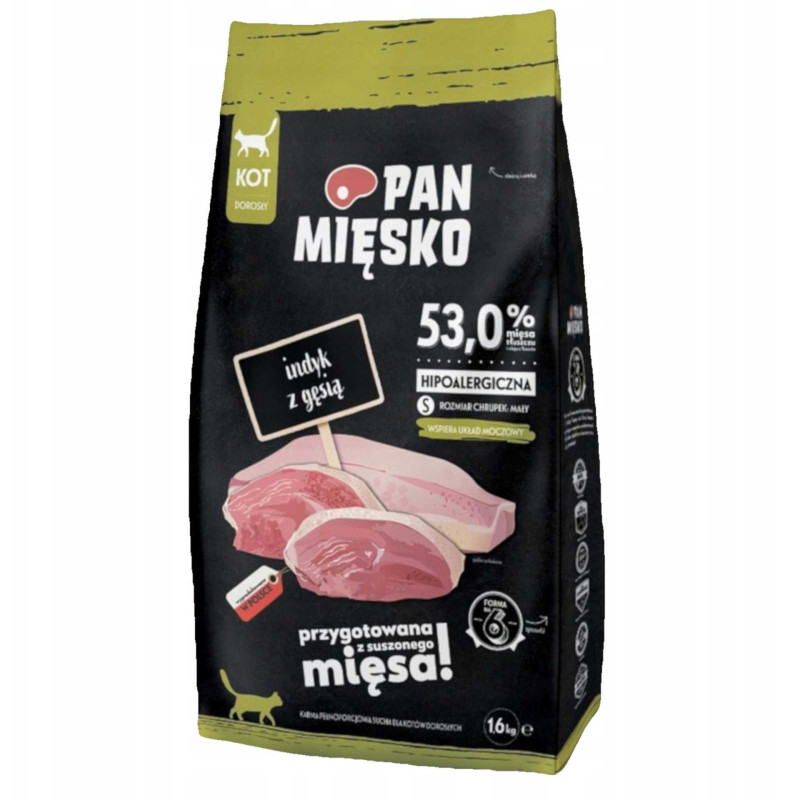 PAN MIĘSKO Pan Mięsko Turkey and goose dry cat food, crunchy, S 1.6kg